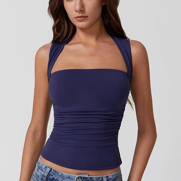 Summer Square-neck Tank Vest Ins Fashion Slim Solid Sleeveless Tops For Women Clothing