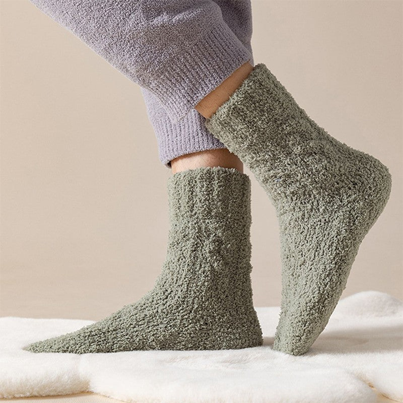 Winter Warm Fuzzy Coral Fleece Socks Women Men Velvet Thickened Home Sleeping Floor Socks