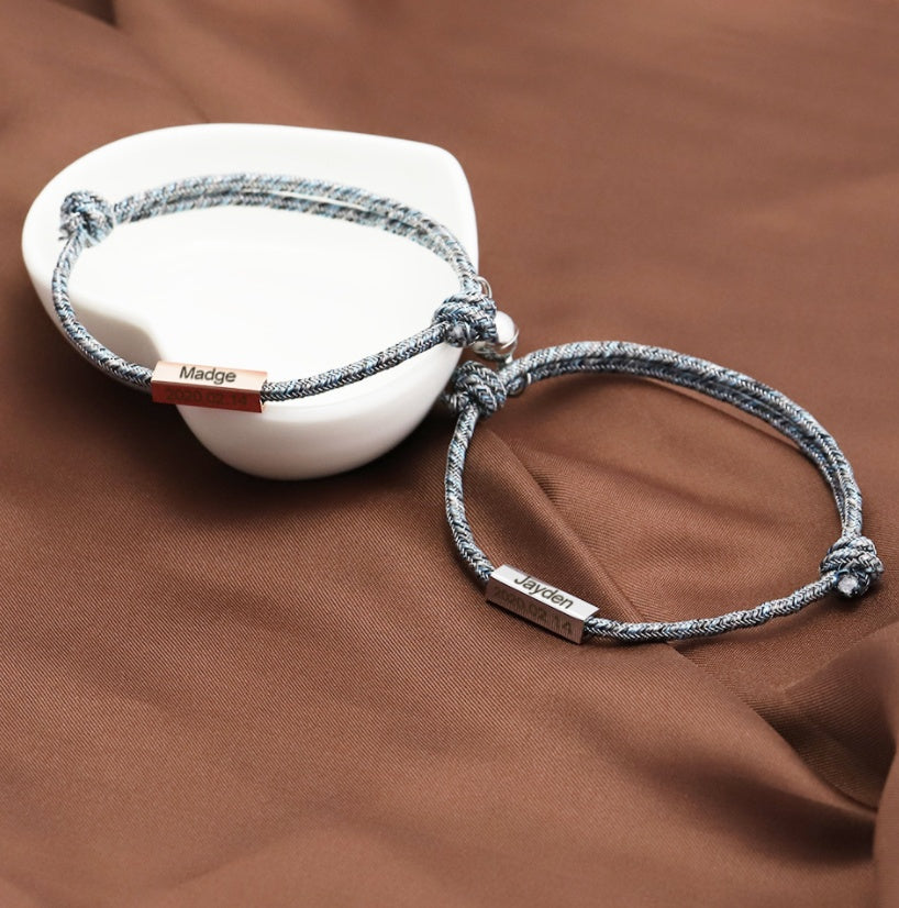 Customized Name Bracelet Pledge of Eternal Love Magnet Attracts Each Other Stainless Steel Couples Bracelet