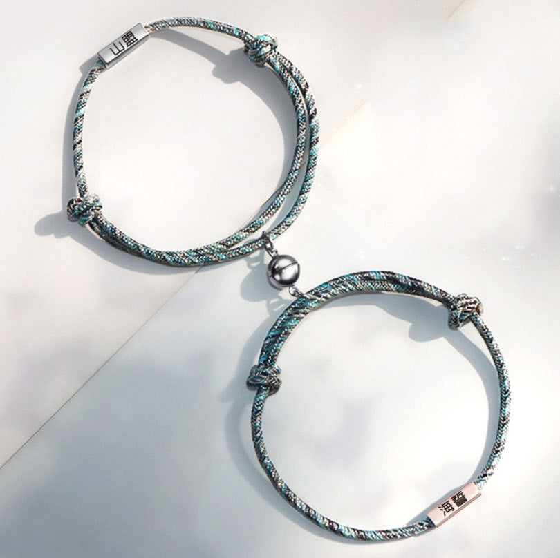 Customized Name Bracelet Pledge of Eternal Love Magnet Attracts Each Other Stainless Steel Couples Bracelet