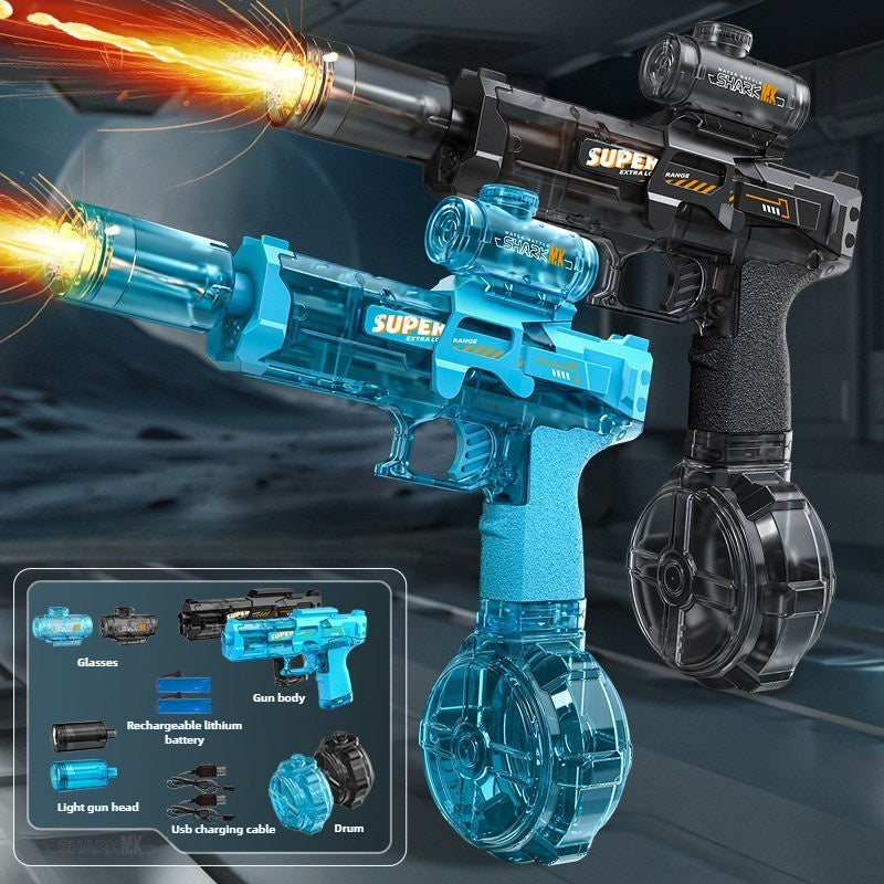 LED Lights Electric Water Guns Children Simulated Shooting Recoil Powerful Automatic Water Spray Gun Kids Summer Outdoor Toys