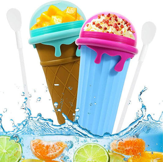 500ml Large Capacity Slushy Cup Summer Squeeze Homemade Juice Water Bottle Quick-Frozen Smoothie Sand Cup Pinch Fast Cooling Magic Ice Cream Slushy Maker Drinker Kitchen Gadgets