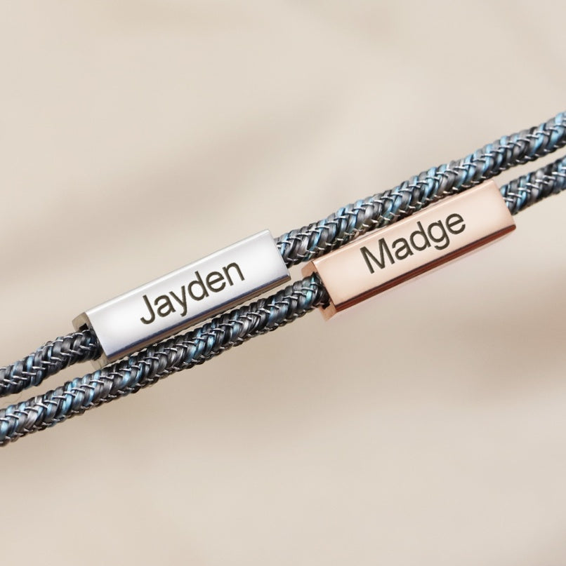 Customized Name Bracelet Pledge of Eternal Love Magnet Attracts Each Other Stainless Steel Couples Bracelet