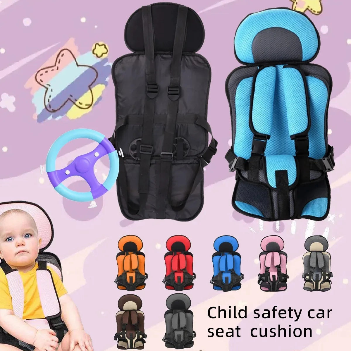 Infant Safe Seat Mat Portable Baby Safety Seat Children's Chairs Updated Version Thickening Sponge Kids Car Stroller Seats Pad